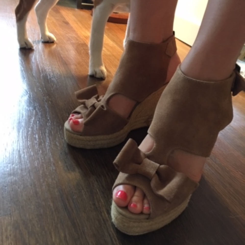 French Suede Wedge shoes - size 8.5